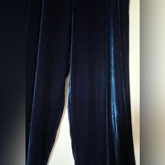 Vintage Field Manor Women’s Silk Rayon Blend Velvet Wide Leg Pants - Navy - Sz 8 - Picture 5 of 13